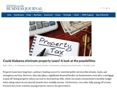 What if Alabama became the first state to eliminate property taxes? With Florida debating the idea, Alabama’s low tax dependence and growth potential could make it the boldest real estate play in the country—if lawmakers move fast.